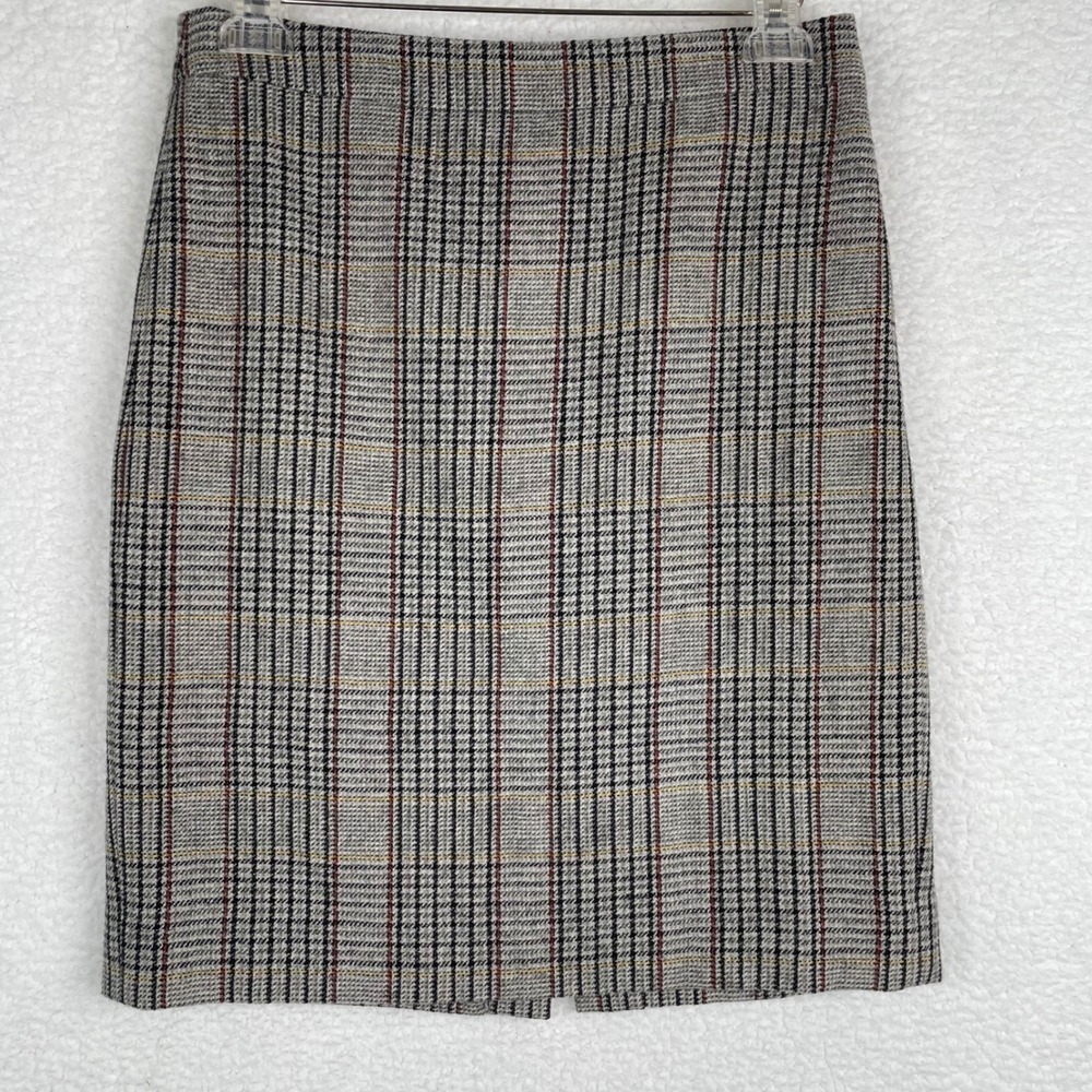 J.Crew Womens Gray Glen Plaid Wool Blend Pencil Skirt Size 4‎ Professional 10334